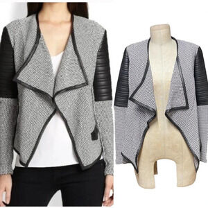 Generation Love‎ Aston Bonded Faux-Leather Boucle Cardigan Blazer Size S